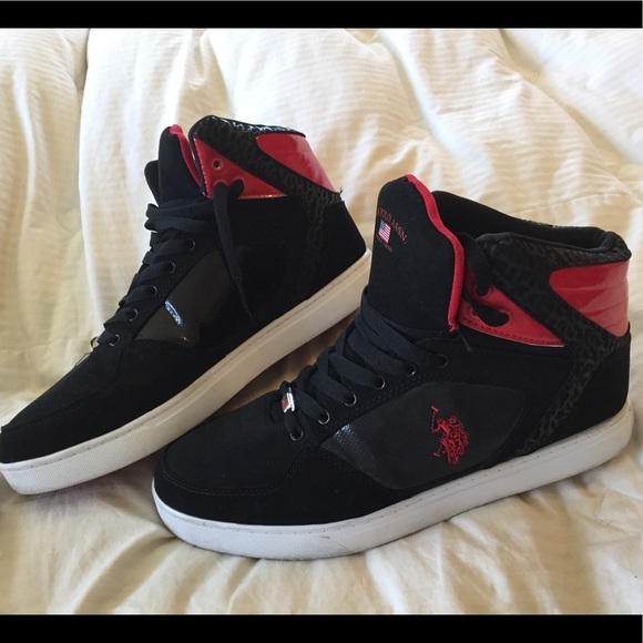 black polo high top sneakers